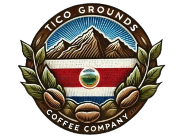 Tico Grounds Coffee Company circular logo badge.
