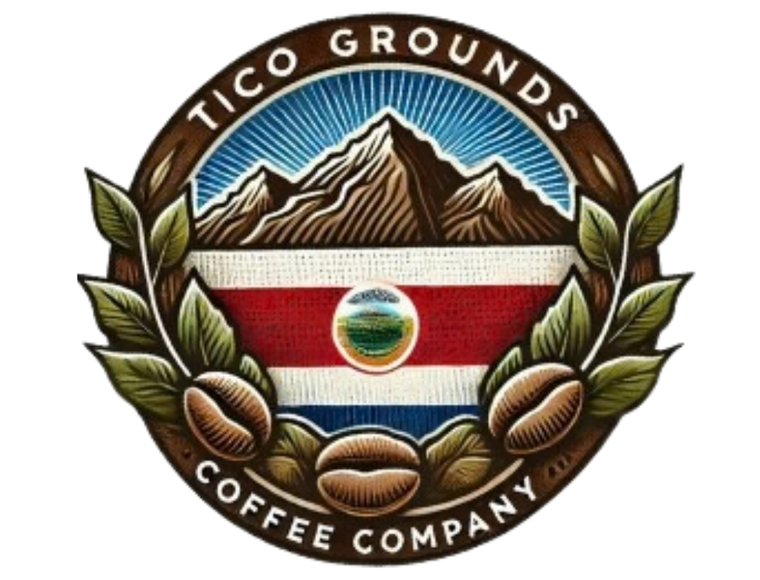 Tico Grounds Coffee Company circular logo badge.